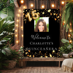 Goldene Sterne aus Quinceanera Foto willkommen Poster