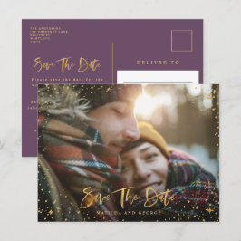 Goldene Sterne Drehbuch Foto Moderne Hochzeit Ankündigungspostkarte