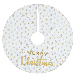 Goldene Sterne, elegant, frohe Weihnachten, Polyester Weihnachtsbaumdecke