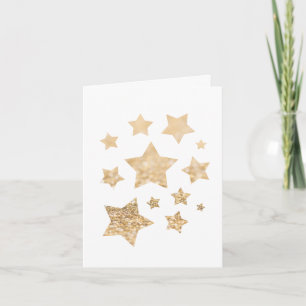 Goldene Sterne Frohe Weihnachtsfeiertage weiß Karte