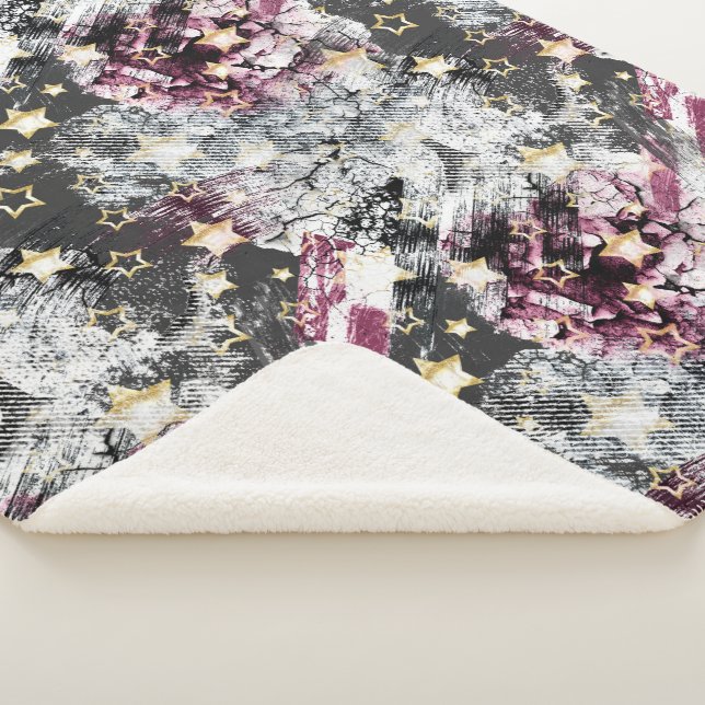 Goldene Sterne grunzen abstraktes, modernes urbane Sherpadecke (3/4)