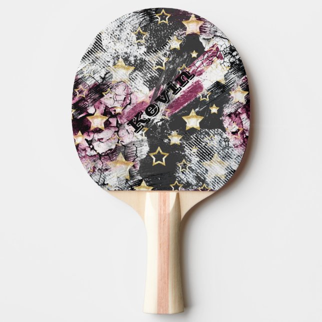 Goldene Sterne grunzen abstraktes, modernes urbane Tischtennis Schläger (Vorderseite)