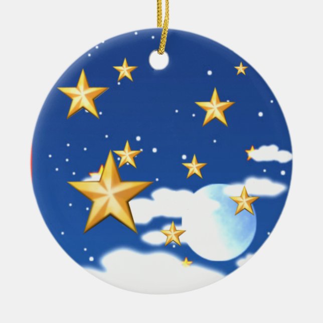 Goldene Sterne Keramikornament (Vorne)