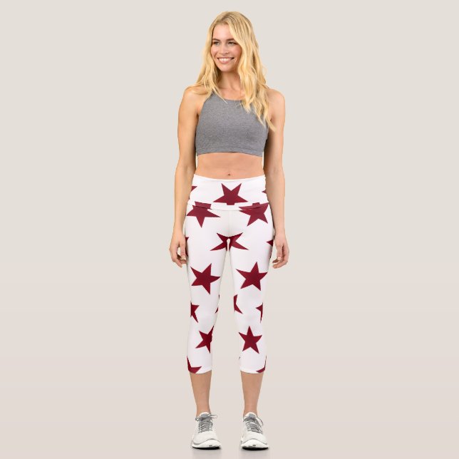 Goldene Sterne Muster 7 Capri Leggings (Vorderseite)