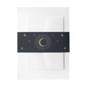 Goldene Sterne Nacht Himmelsaufbruch Mond Hochzeit Einladungsbanderole