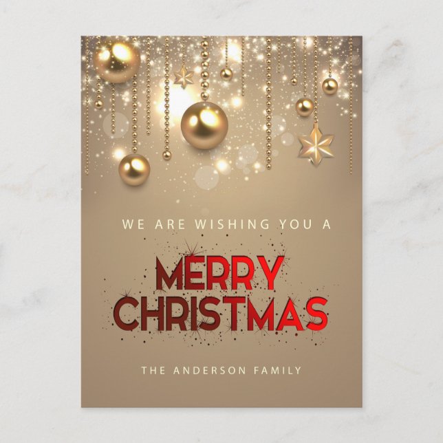 Goldene Sterne, Ornamente , Frohe Weihnachten (Vorderseite)