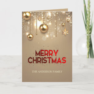 Goldene Sterne, Ornamente, Frohe Weihnachten Karte