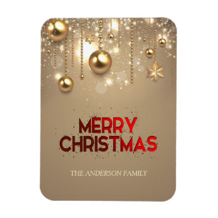 Goldene Sterne, Ornamente , Frohe Weihnachten Magnet