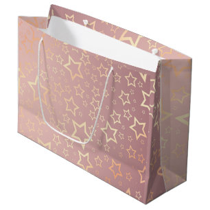 Goldene Sterne Rosa große Geschenktasche Geschenktüte