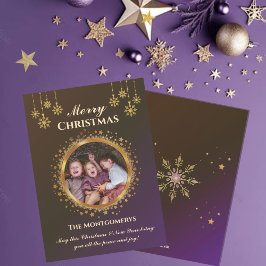 Goldene Sterne & Schneeflocken Foto Feiertagskarte