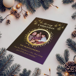 Goldene Sterne & Schneeflocken Foto Folien Feiertagskarte