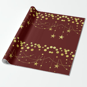Goldene Sterne und Gemusterte Kreise Geschenkpapier