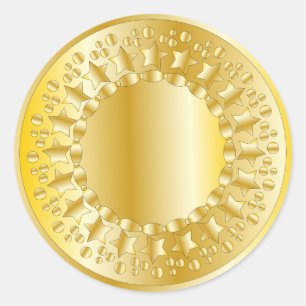 Goldene Sterne und Kreise Runder Aufkleber