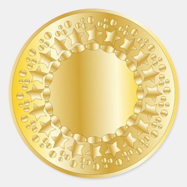 Goldene Sterne und Kreise Runder Aufkleber (Vorderseite)