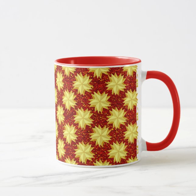 Goldene Sterne und rote Glitzer Tasse (Rechts)