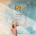 Goldene Sterne von 50. Geburtstag klar Acryleinladungen<br><div class="desc">Für einen eleganten 50. Geburtstag. Ein klarer,  transparenter Hintergrund. Goldene Sterne und die Zahl 50 in Imitat Gold. Personalisieren Sie Ihren Namen und Ihre Party-Daten und fügen Sie diese hinzu.</div>