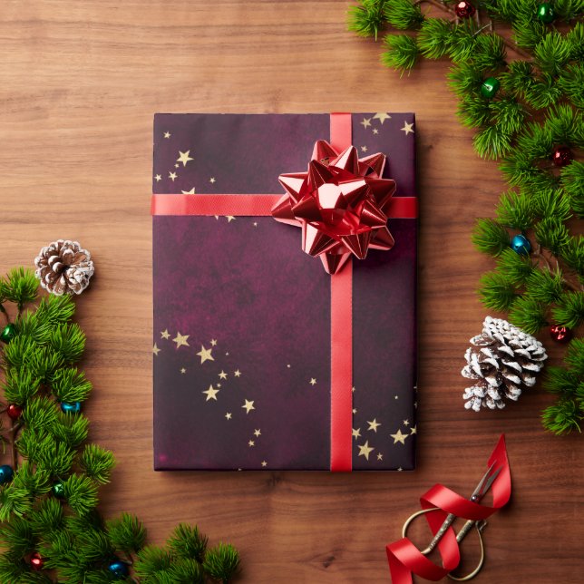Goldene Sterne - Weihnachtsgeschmack Geschenkpapier (Feiertagsgeschenk)