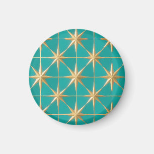 Goldene Sternenexplosion Geometrisch Türkis Mittel Magnet