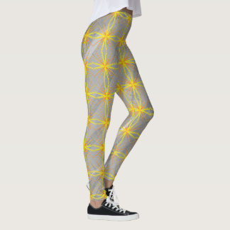Goldene Sternkreuze auf grauen Wellen Leggings