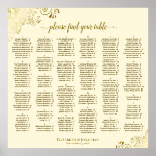 Goldene Stickerei Elfenbein Creme Alphabetische Si Poster