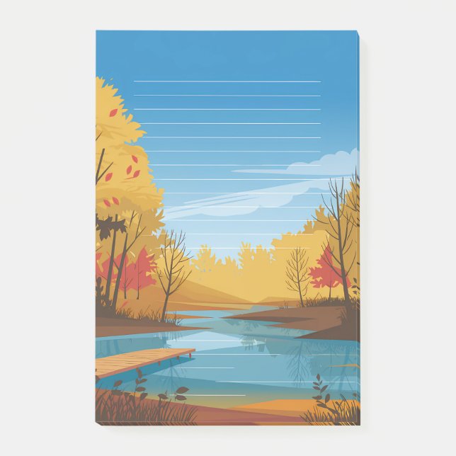 Goldene Stille: Herbstsee Post-it Klebezettel (Vorderseite)