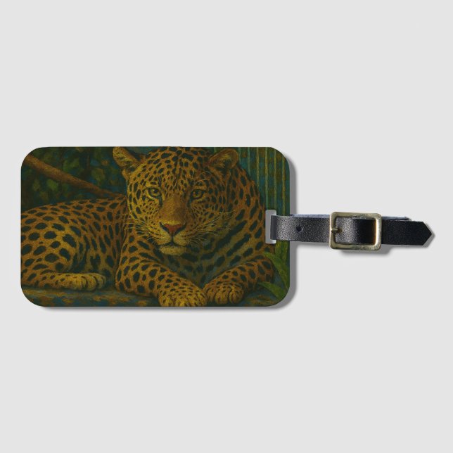 Goldene Stille - ruhender Leopard in Foliage Gepäckanhänger (Vorderseite (Horizontal))