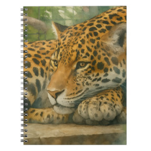 Goldene Stille - ruhender Leopard in Foliage Notizblock