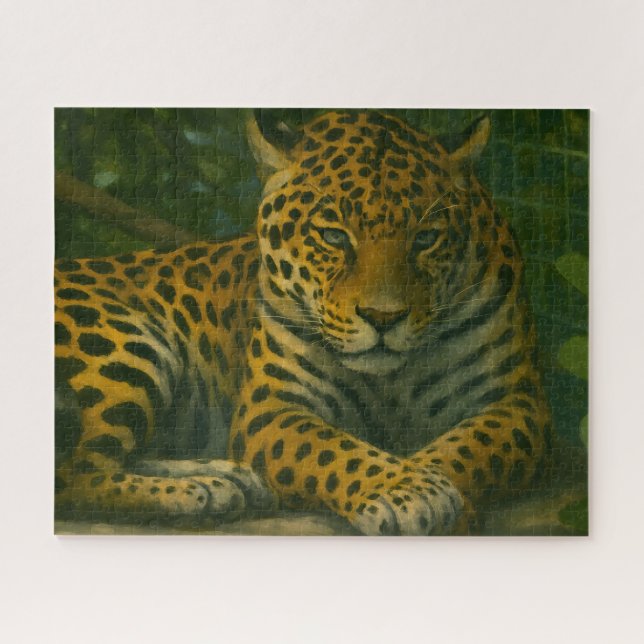 Goldene Stille - ruhender Leopard in Foliage Puzzle (Horizontal)