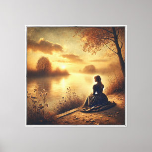 Goldene Stille – Vintage-Sonnenuntergang-Leinwandb Leinwanddruck