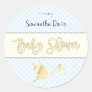 Goldene Storch-Baby-Babyparty Runder Aufkleber