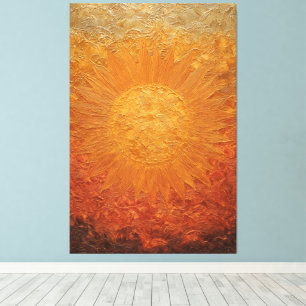 Goldene strahlende Sonne mit strukturierten Strahl Leinwanddruck
