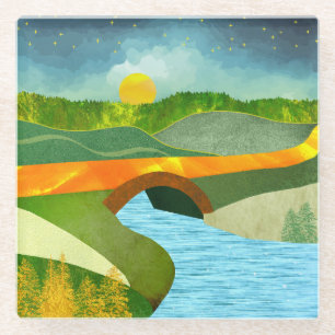 Goldene Straße Glasuntersetzer