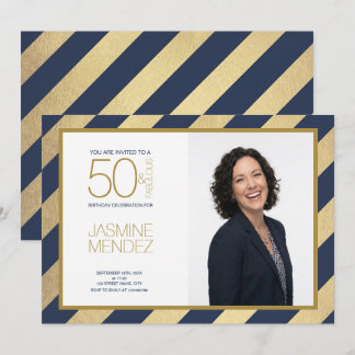 Goldene Streifen 50 & Fabulous Geburtstagsfoto Einladung