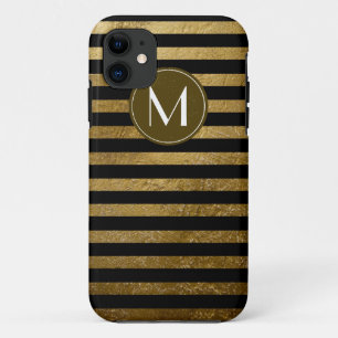 goldene Streifen auf schwarz mit Monogramm, stilvo Case-Mate iPhone Hülle