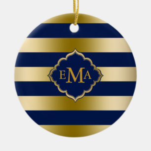 Goldene Streifen mit Monogramm Geometrisches Muste Keramik Ornament
