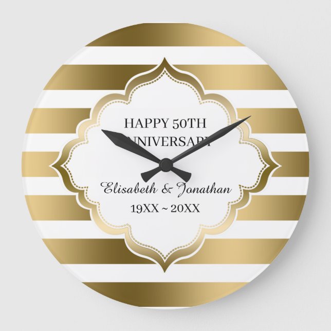 Goldene Streifen und Rahmen Große Wanduhr (Vorderseite)