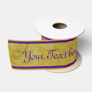 Goldene Streifen - violett + Ihr Text Satinband