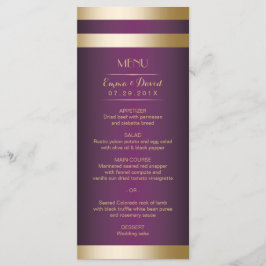 Goldene Streifenwege Lila Hochzeitsmenü Menükarte