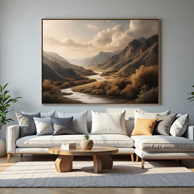 Goldene Stunde Berg Fluss Tal Landschaft Poster (Von Creator hochgeladen)