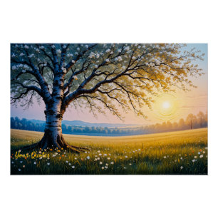 Goldene Stunde Birkenbaumwiese Poster