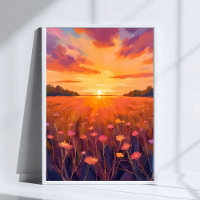 Goldene Stunde Blumenfeld Wasserfarben Sonnenunter