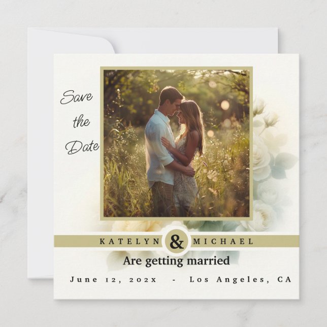 Goldene Stunde Embrace - Save the Date Einladung (Vorderseite)