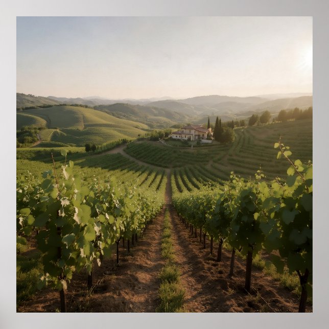 Goldene Stunde Ernte - Panoramablick Weinberg Poster (Vorne)