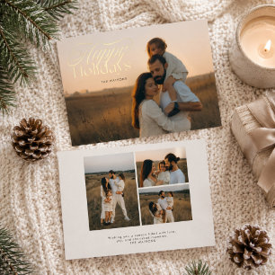 Goldene Stunde Familienfoto Gold Schrift Frohe Fei Folien Feiertagskarte