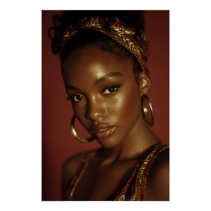 Goldene Stunde Melanin Schönheit Kopfbedeckung Por Poster