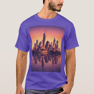 Goldene Stunde Moderne Stadt-Skyline – Minimalisti T-Shirt