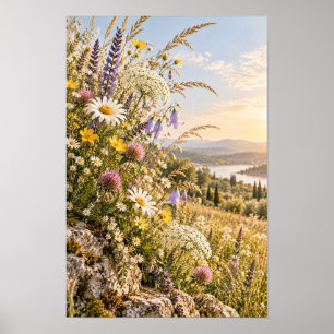 Goldene Stunde Seeblütenwiese Wandkunst Poster