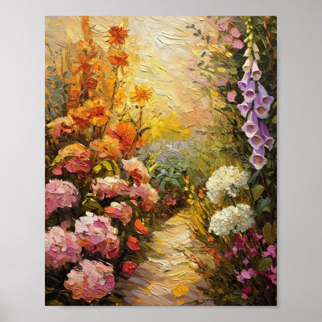 Goldene Stunde Sommergartenweg Ölgemälde Poster (Vorne)