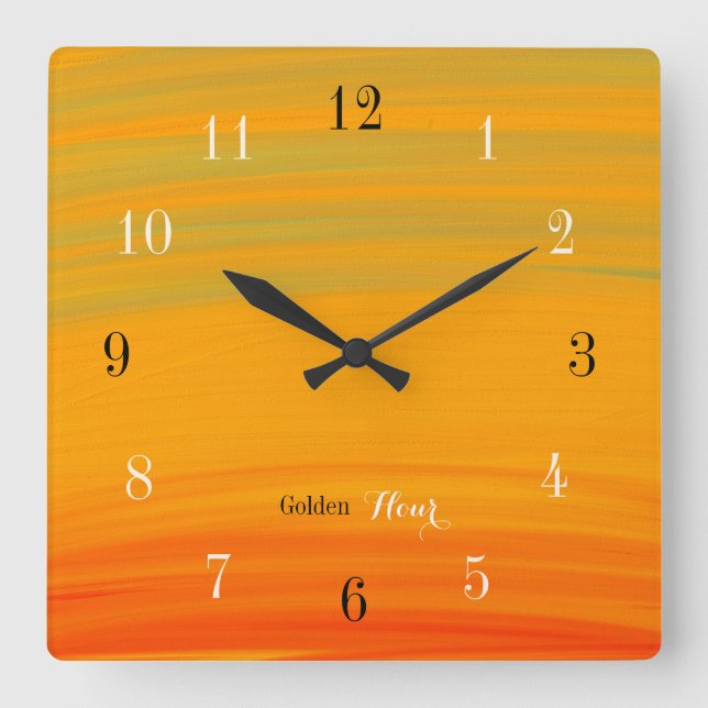 Goldene Stunde – Sonnenuntergangsverlauf Quadratische Wanduhr (Vorderseite)