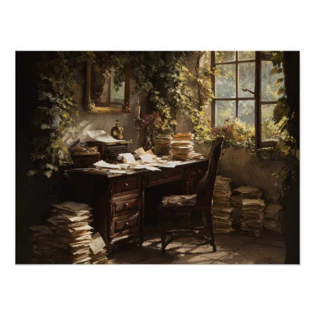 Goldene Stunde Vintage-Studienschreibtisch Poster (Vorderseite)